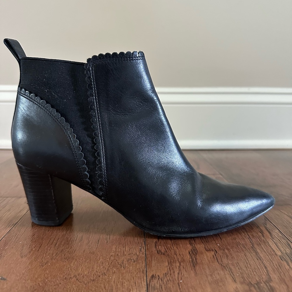 Reiss Blanche-Scallop Edge Ankle Boots with Heels